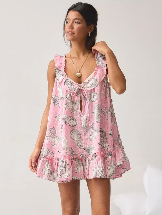 Urban Outfitters Other - NWT Pink Ruffle Sleeveless Babydoll Sleep Dress